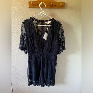 ASOS Black Lace V-Neck Top